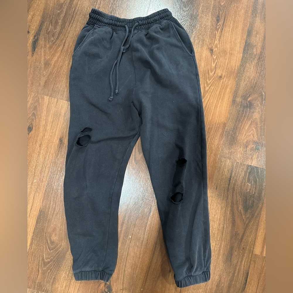 Zara Distressed Joggers washed black color size S super high waist